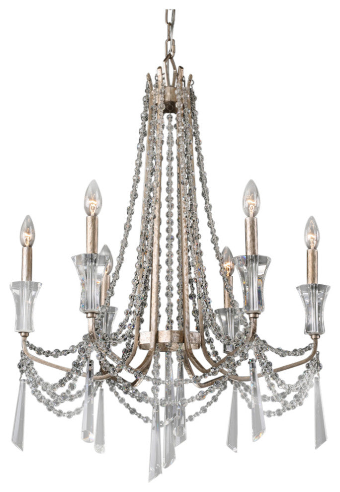Barcelona 6-Lt Crystal Chandelier - Transcend Silver