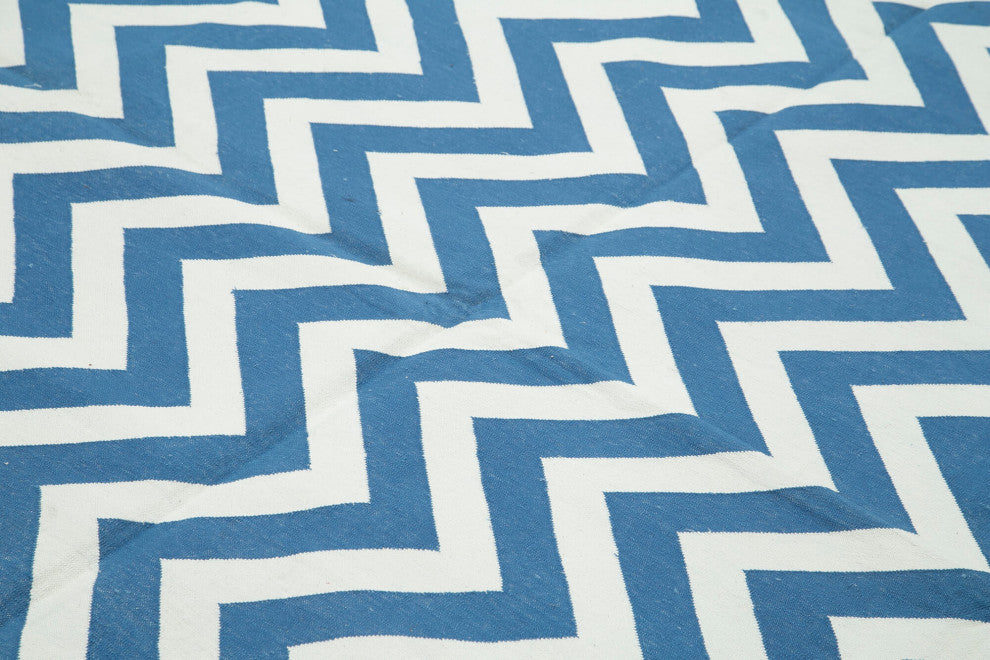 Rug N Carpet - Handmade Wool 7' 11'' x 9' 9'' Modern Design Dhurrie Kilim Rug
