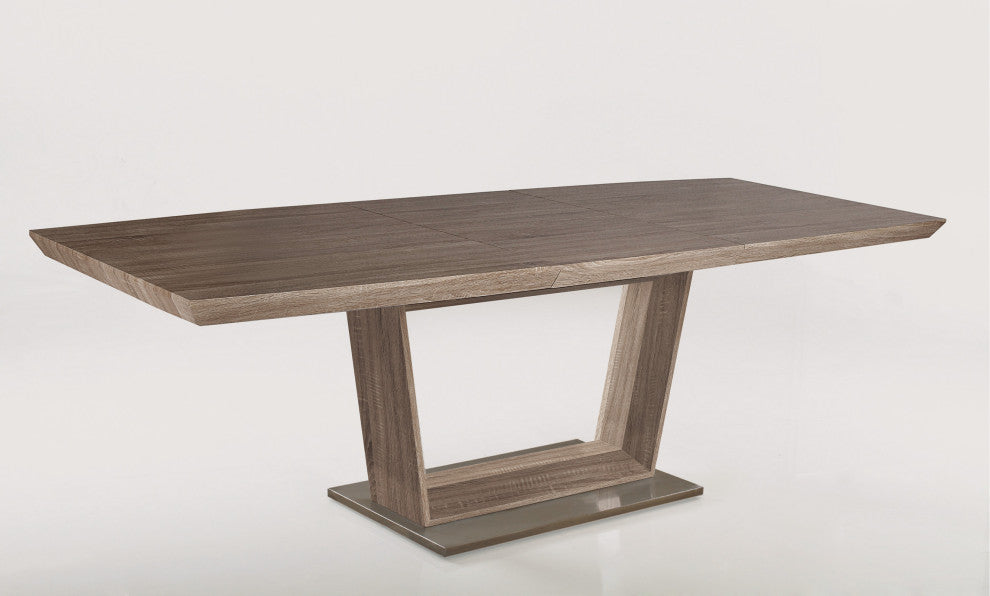 Extension Lacquer Dining Table With Stainless Steel Base, Sonama