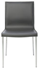 Colter Steel Leg Leather Dining Chair, Dark Gray