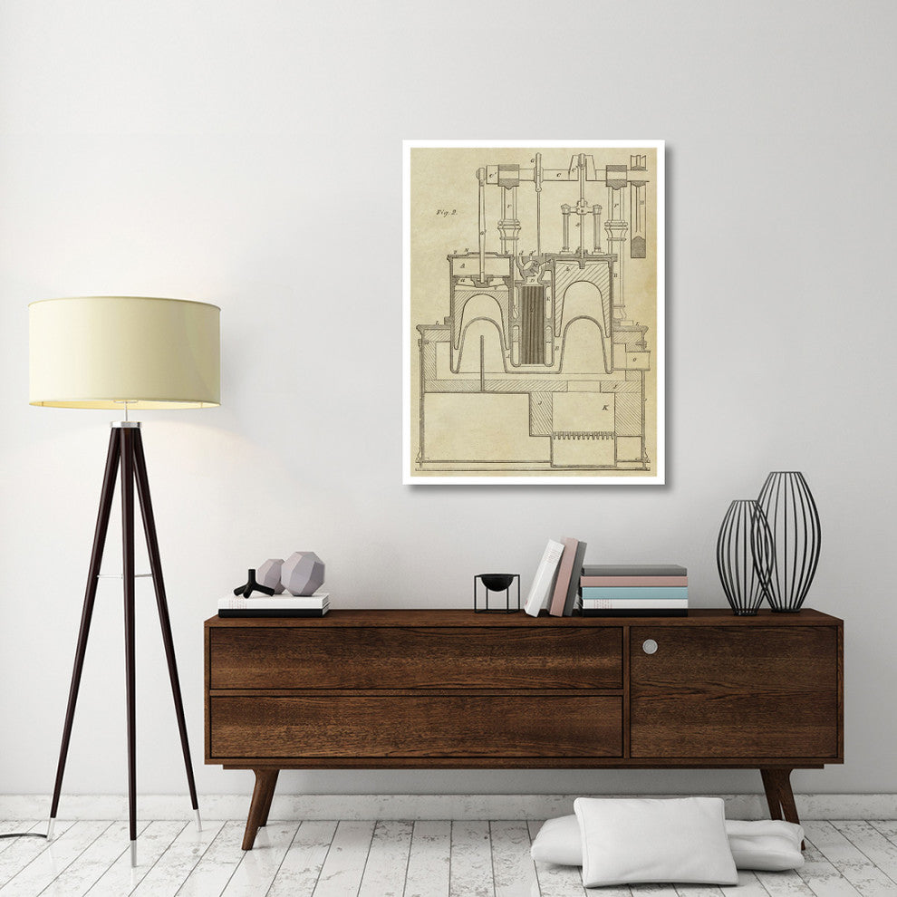 "Steam Power Piston Chamber Cutaway" Digital Paper Print by Inventions, 35"x46"