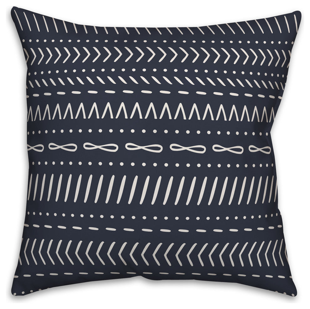 Navy Tribal Stripes 20x20 Throw Pillow