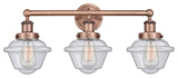 Oxford 3-Light 25" Bath Vanity Light, Antique Copper Finish, Seedy Shade