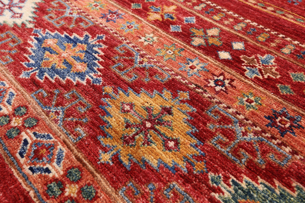 2' 9" X 8' 7" Runner Khorjin Super Kazak Hand-Knotted Rug Q5389