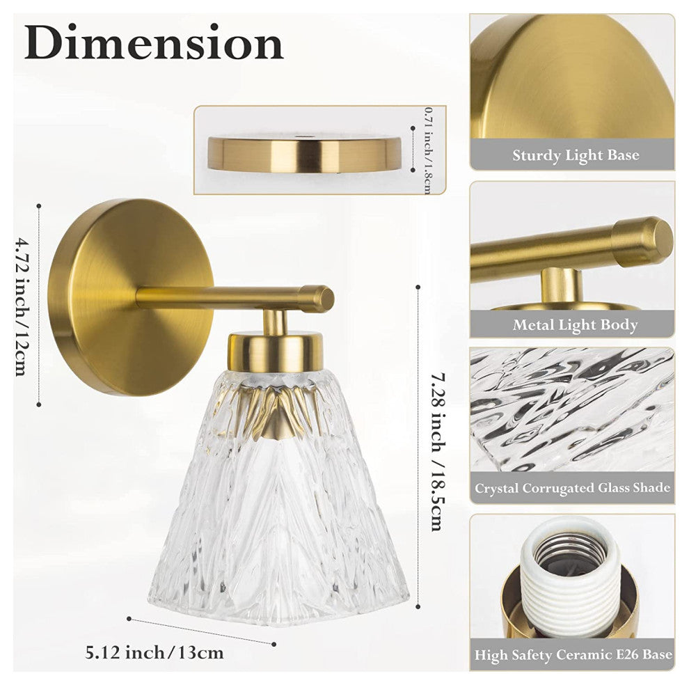 Glass Wall Sconce Lighting Fixture Bathroon Light Fixture Over The Mirror