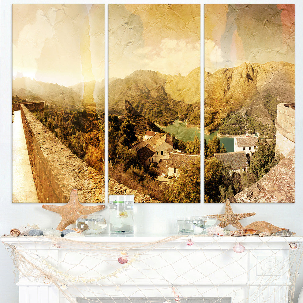 "Mountain and Lofty Lake" Photo Canvas Art Print, 3 Panels, 36"x28"