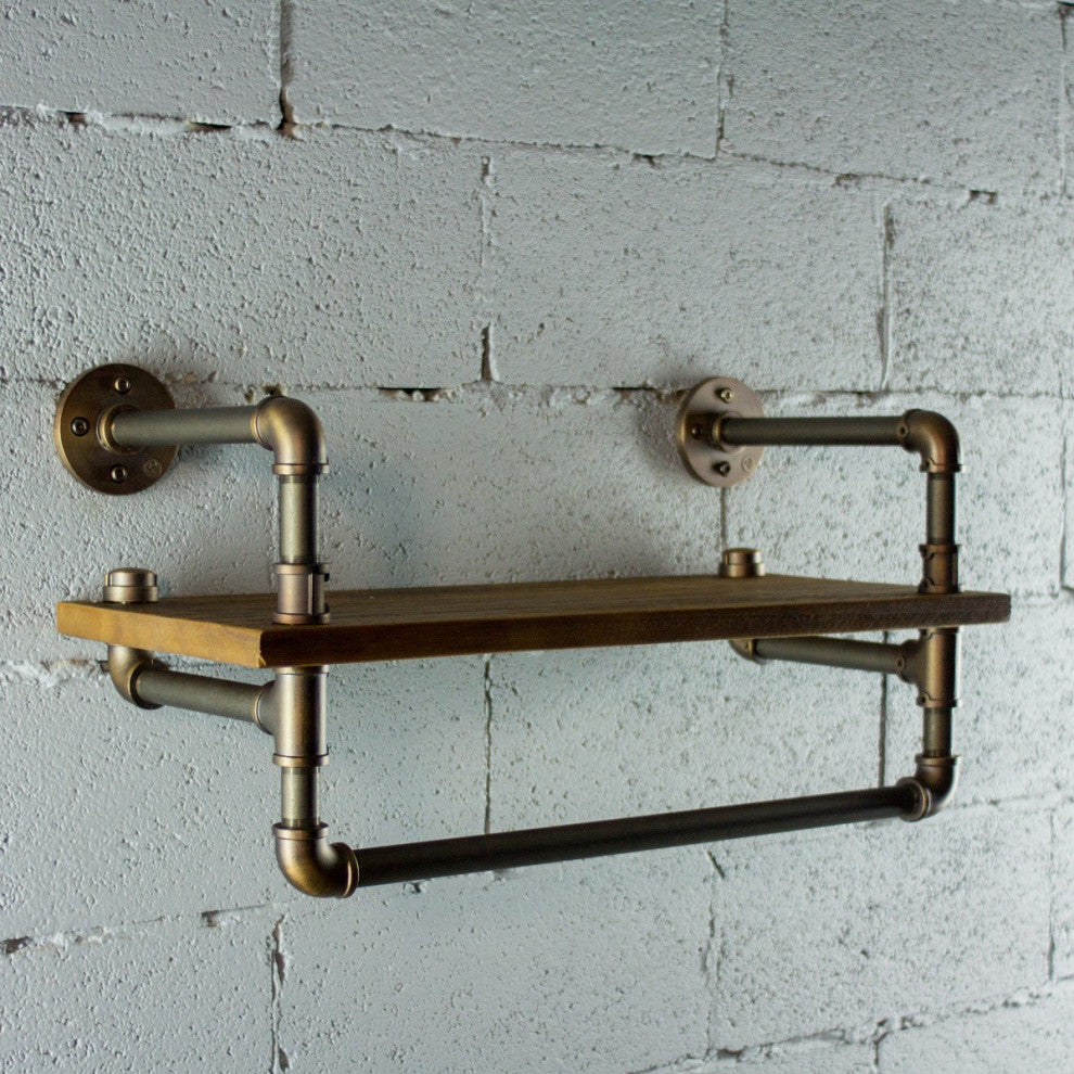 Ann Harbor Farmhouse Industrial 27" Wide Shelf Rack, Rustic Bronze