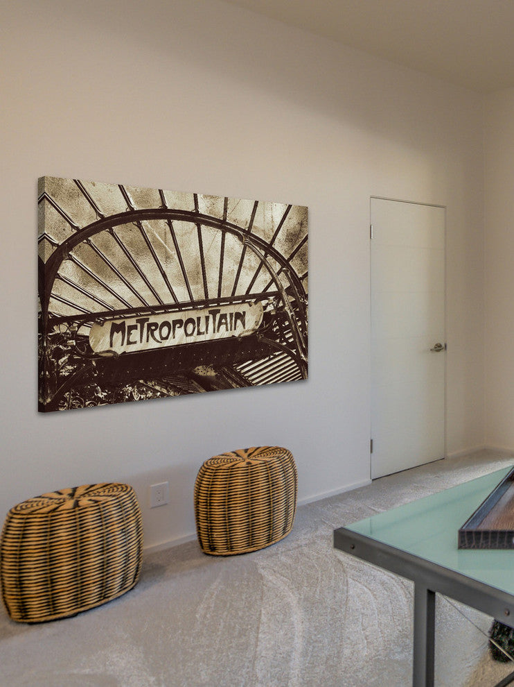 "Paris Metro Sign 3" Painting Print on Wrapped Canvas
