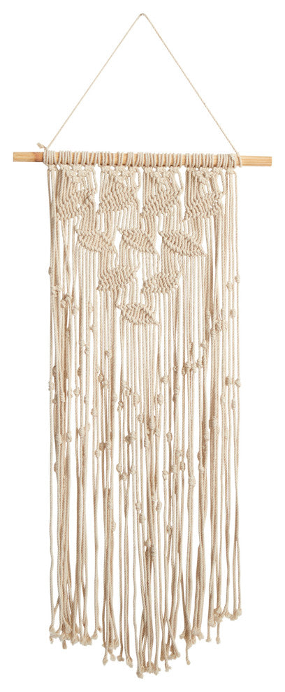 Nearly Natural 7115 30" Boho Chic Waterfall Leaf Design Macrame Wall Art Decor