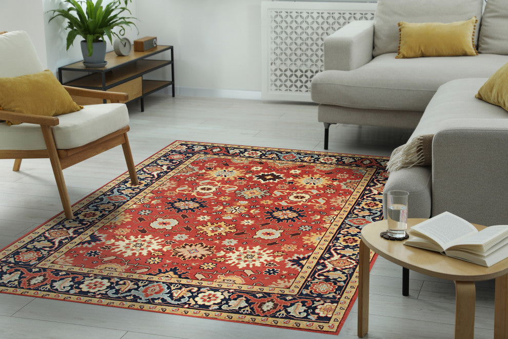 Hand-knotted Wool Rust Traditional Oriental Super Mahal Rug, 6' X 9'