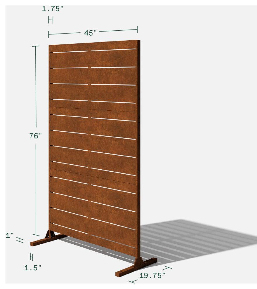 Alta Corten Steel Decorative Screen With Stand, Linear