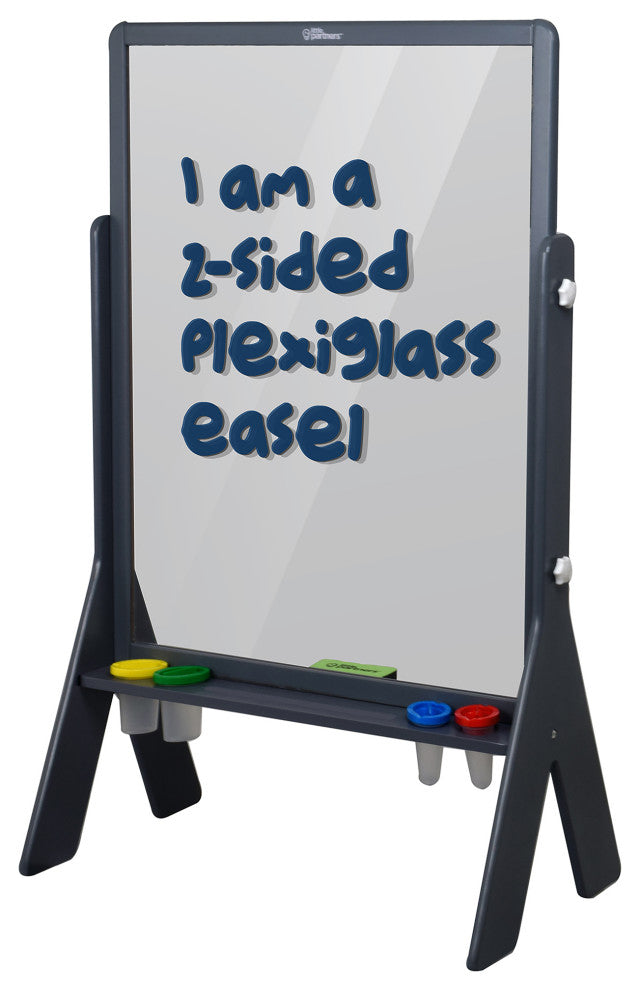 Little Partners Peek-A-Boo Adjustable Height Art Easel, Earl Gray