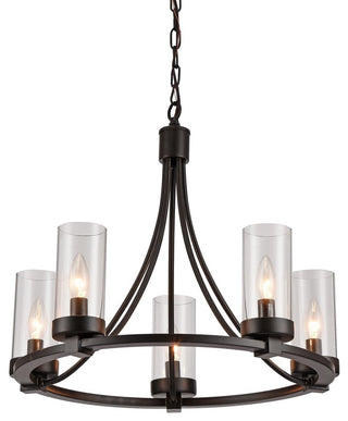 Newton Black 5-Light Pendant With Glass Shade