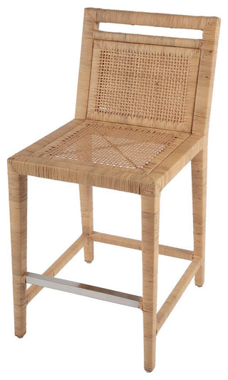 Brielle 24 in. Seat Height Rattan Woven Counter stool with Back, Light Brown