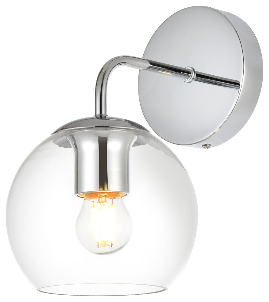 1 Light Chrome And Clear Bath Sconce