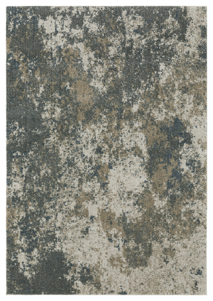 Alistair Distressed Abstract Teal/ Grey Indoor Area Rug, Teal, 5'3"x7'6"