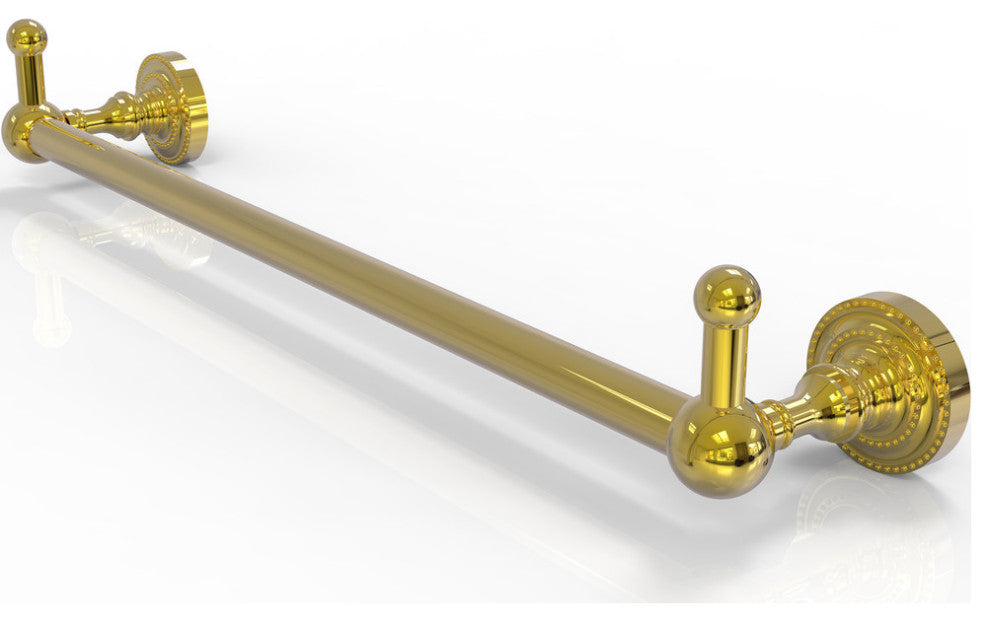 Dottingham 30" Towel Bar with Integrated Hooks, Polished Brass
