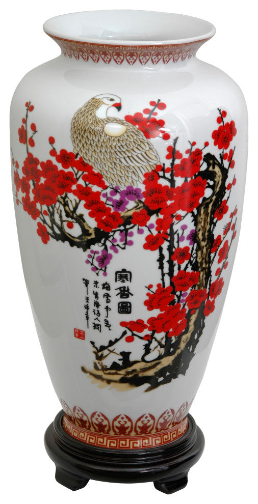 14" Cherry Blossom Porcelain Tung Chi Vase