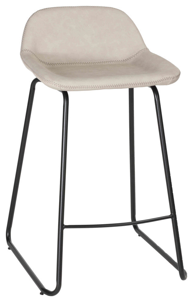 Cortesi Home Ava Counter Stools, Stone Gray Faux Leather, Set of 2