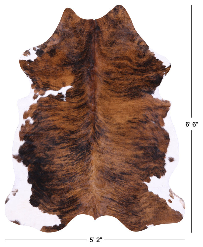 6' 6" X 5' 2" Brindle Natural Cowhide Rug C1803