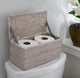 Artifacts Rattan™ Rectangular Double Toilet Roll Holder with Hinged Lid, White Wash