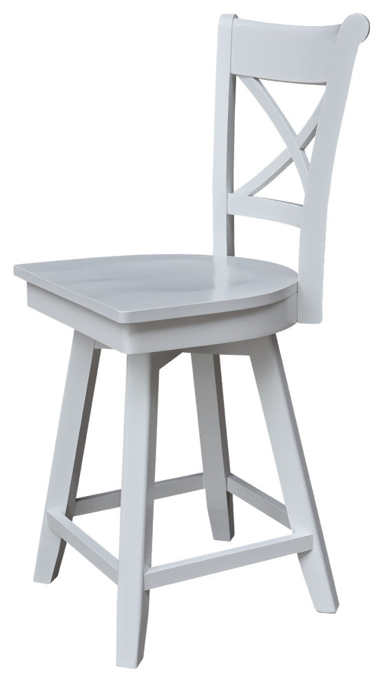 Charlotte Counter Height Stool with 24 in. H Swivel Seat in White