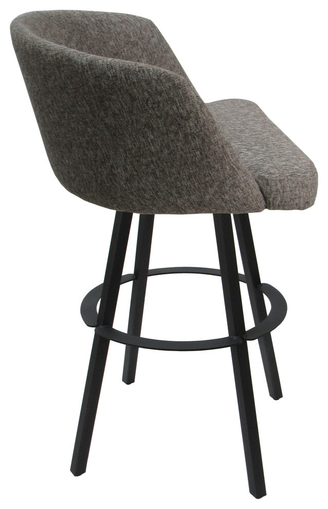 Swivel Metal Bar Stool Joey on Warren Base, Mojave Gray Gray, 34"