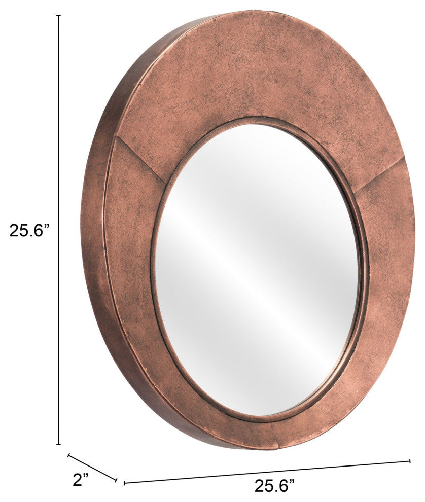 Contemporary Copper Round Mirror