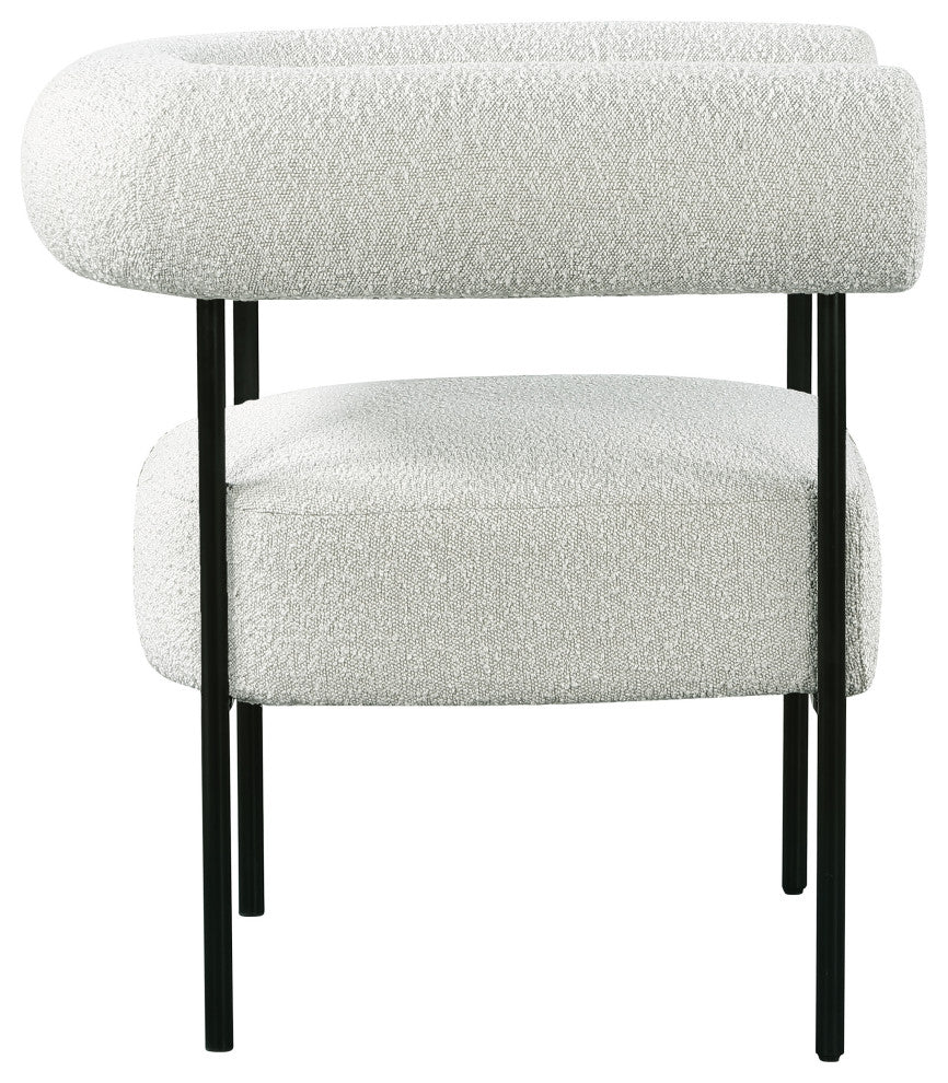 Blake Boucle Fabric Upholstered Accent Chair, Cream