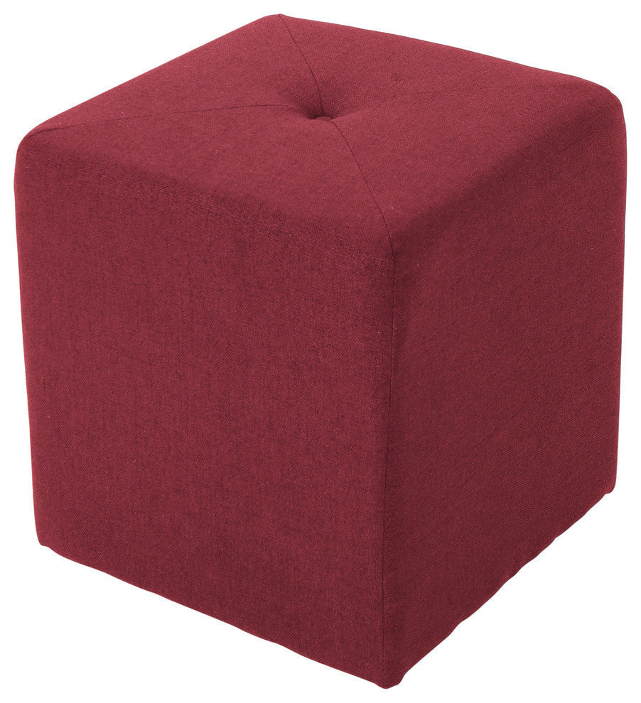GDF Studio Cassie Fabric Square Ottoman, Deep Red