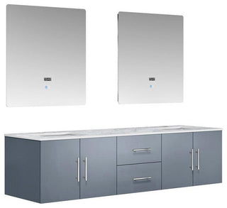 Geneva Transitional Dark Grey 72" Double Vanity with 30" Led Mirrors