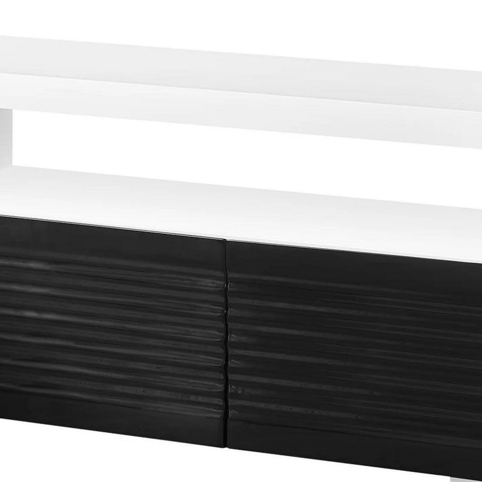 Benzara BM279004 Ida 75" TV Entertainment Center Console, 2 Drawers, White