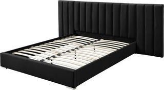Pablo Velvet Upholstered Bed, Black, Queen