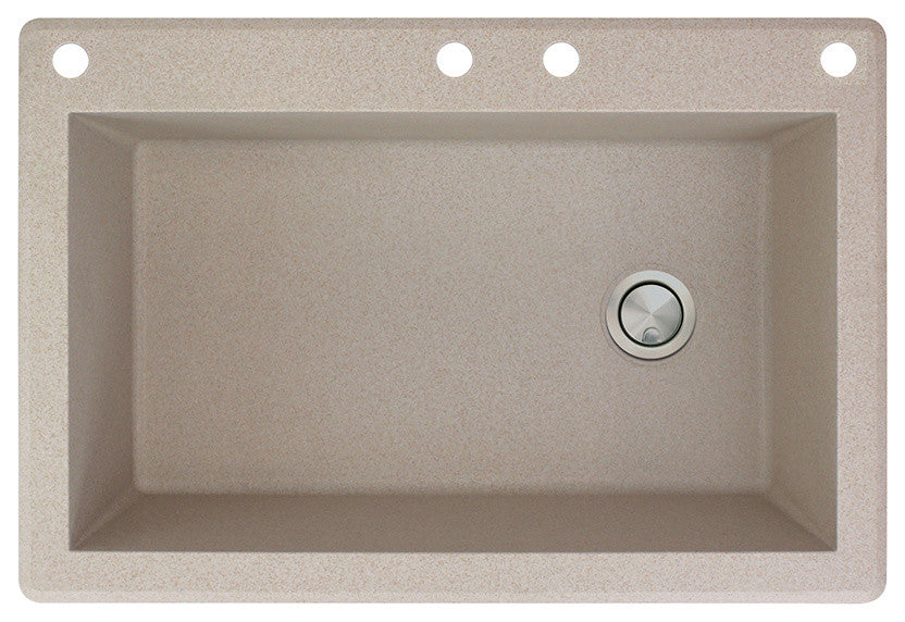 Radius 33" silQ Granite Single Bowl Kitchen Sink with 4 Holes in Cafe Latte
