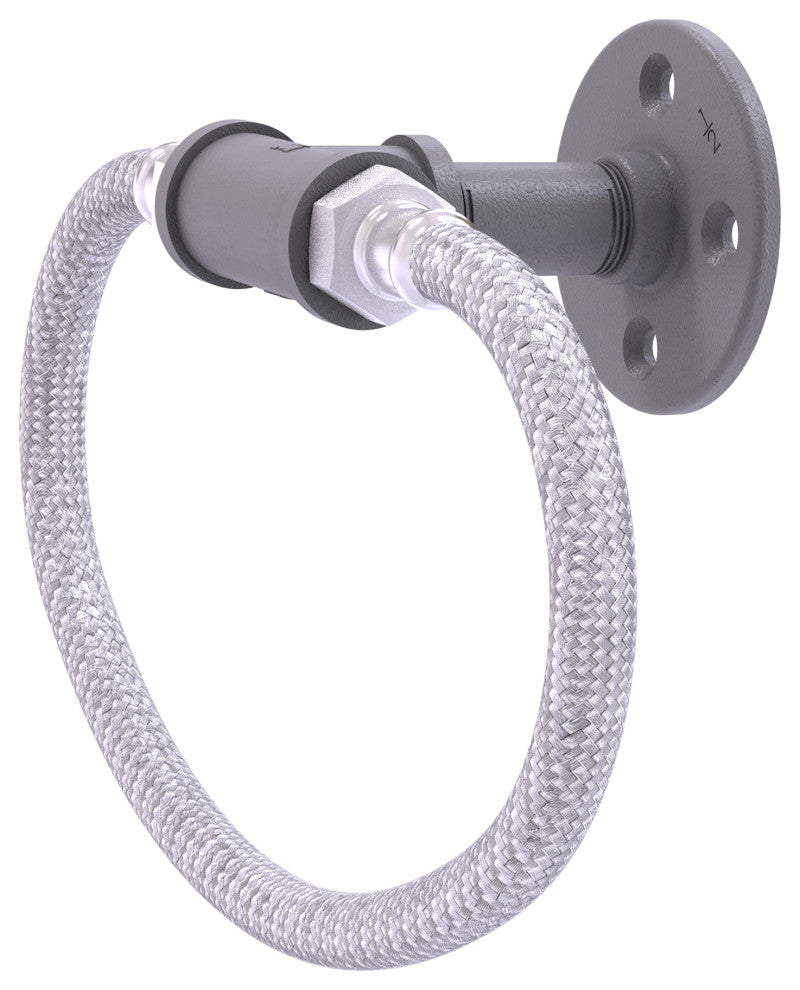 Pipeline Towel Ring with Stainless Steel Braided Ring, Matte Gray