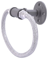 Pipeline Towel Ring with Stainless Steel Braided Ring, Matte Gray