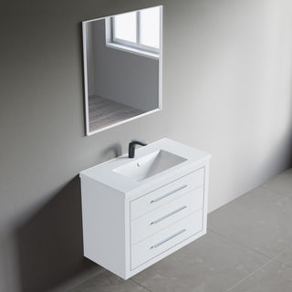 Sherwood 36" Single Vanity Set, White, Chrome Trim, Floating Only