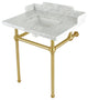 Kingston Brass LMS30MBSQ7 30" Carrara Marble Console Sink, Legs