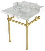 Kingston Brass LMS30MBSQ7 30" Carrara Marble Console Sink, Legs