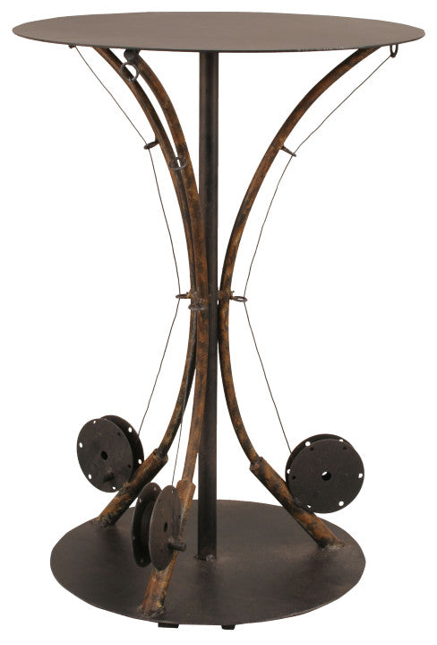 Rust End Table With 3 Fishing Poles