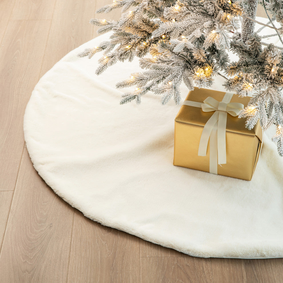 60"D Faux Rabbit Fur Christmas Tree Skirt