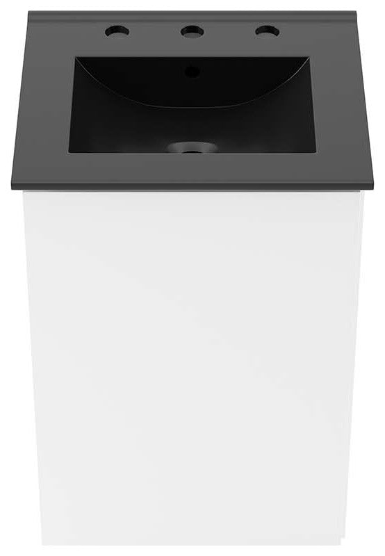 Bryn 18" Wall-Mount Bathroom Vanity, White Black