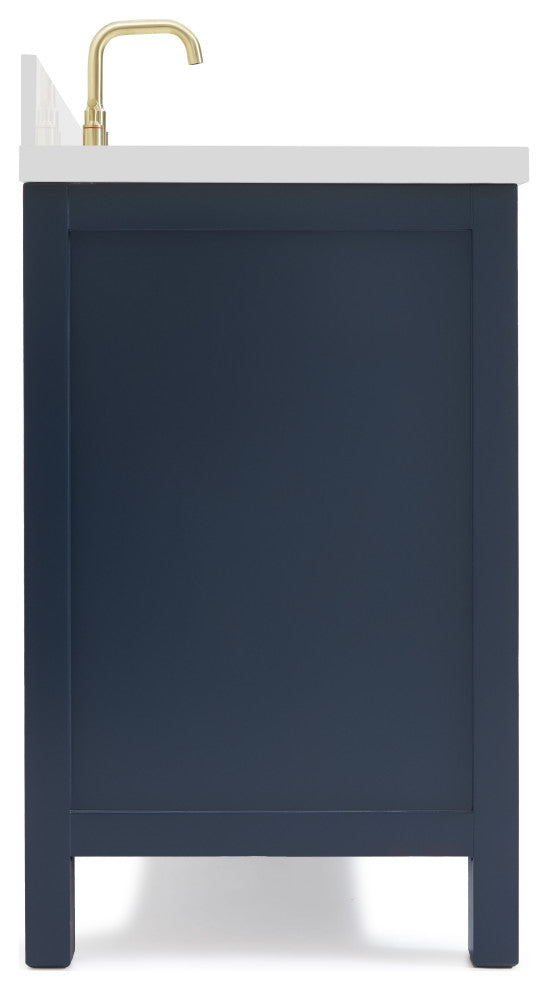 ARIEL Cambridge 43" Left Offset Oval Sink Midnight Blue Vanity Quartz Top