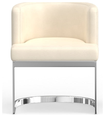 Wingback Dining chair, White, Chrome