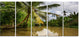 Tropical River with Bent Coconut Palm, Landscape Canvas Art, 60"x28", 5 Panels