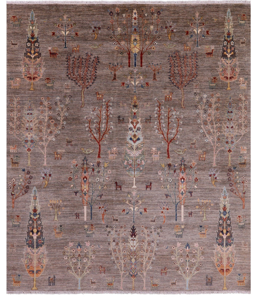 Hand Knotted Persian Gabbeh Wool Tribal Rug 8' 1" X 9' 6" Q11139