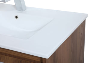 30" Single Bathroom Floating Vanity, Walnut Brown