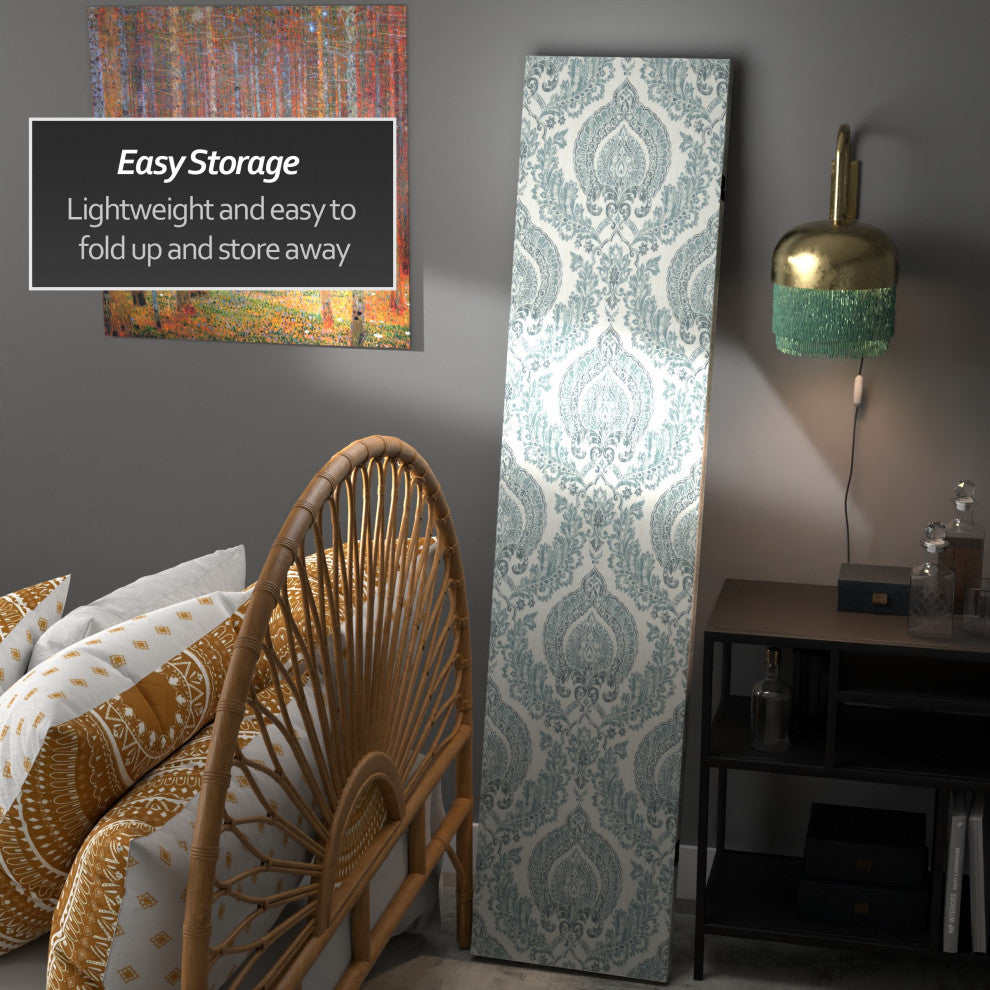 6'' Tall Double Sided Ivory Damask Canvas Room Divider