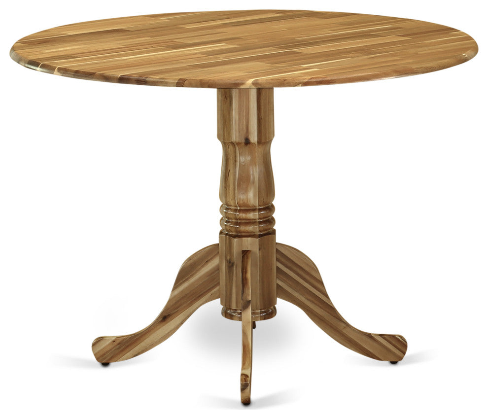 5Pc Dining Set, Round Table, 4 Chairs, Grey Chairs Seat, Natural