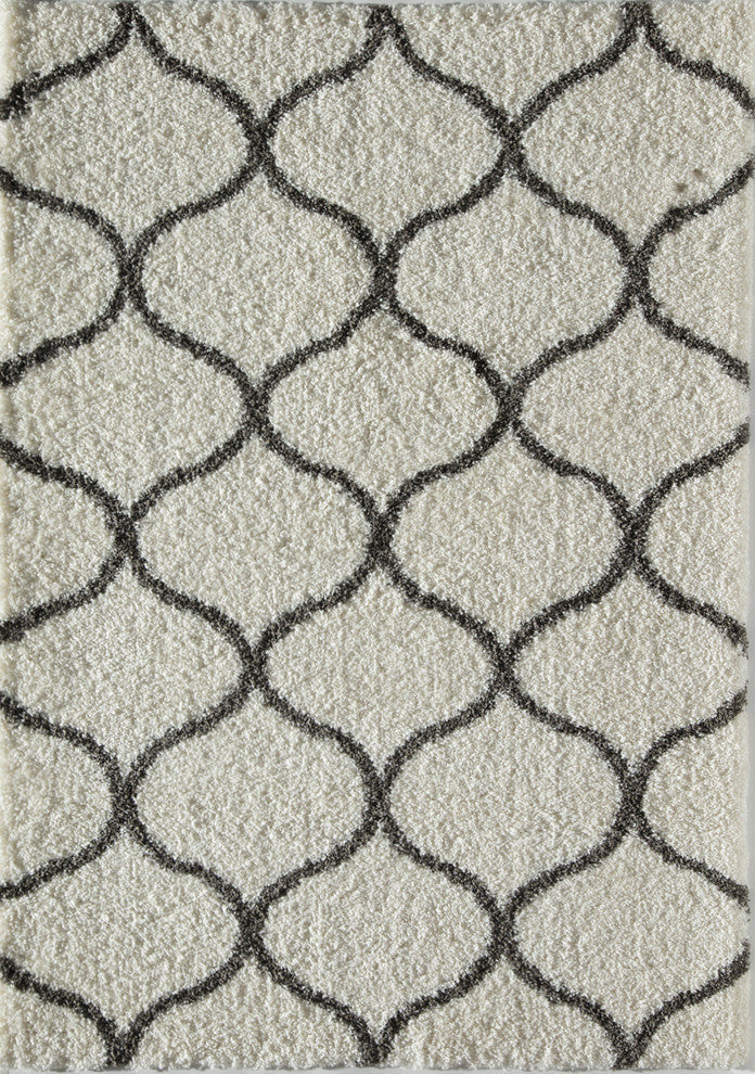 Feather Shag Ivory Charcoal Links 5'0" x 8'0" Rug